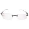 RSINC Importierte Herren randlose Brille Metall Panther Augenware Für Herren & Damen | (MB535 58-17-145) CART RAHMENLOS Silber Panther A2