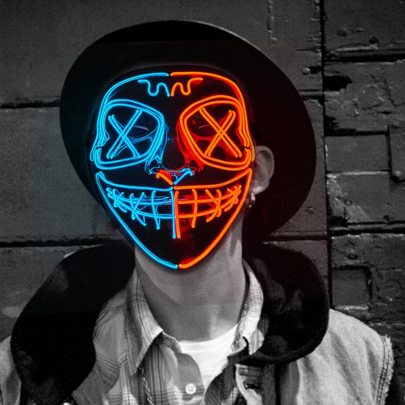 Halloween Mask Flashing Cosplay LED Vendetta Mask Anonymous Mask Halloween Christmas Party Gift for Adult Kids Film Cosplay Mask