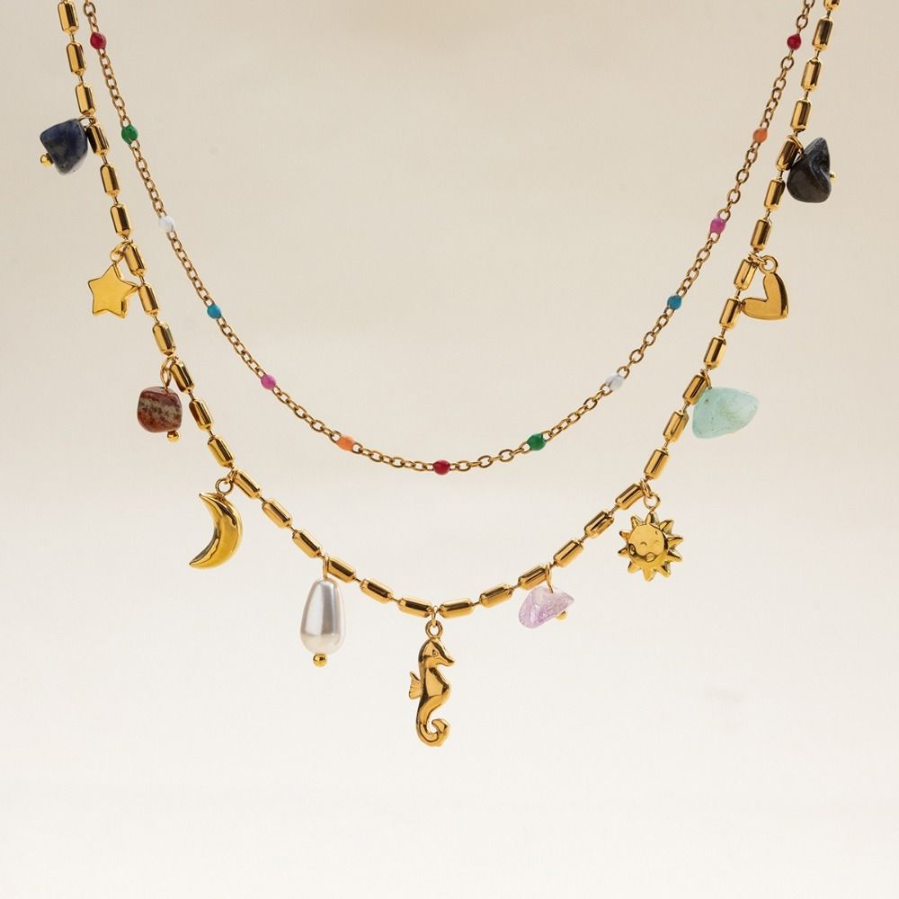 Stainless Steel Oil Drip Necklace Boho Style Ocean Style Necklace  Choker Necklace