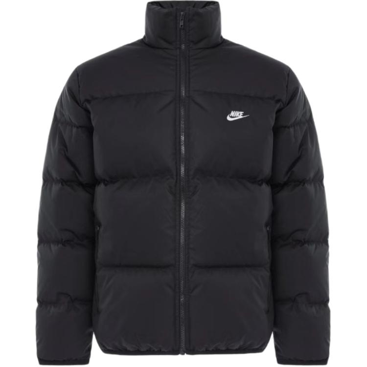 Nike Club Therma-FIT Panda Embroidery Comfortable Warm Stand Collar Loose Long Sleeve Down Jacket Men Jacket Black FZ5029-010(TEAM378-XMCC-X1)