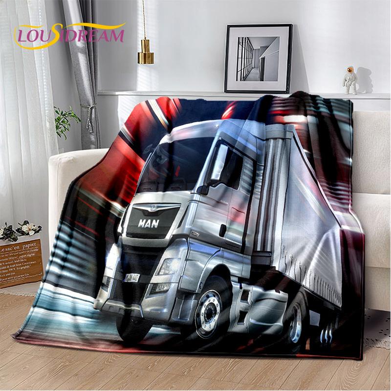 HD Man Truck Lorry 3D Printing Soft Flannel Blankets,Throw Blanket Comfortable Blanket for Picnic Beds Sofa Home Bedroom Gifts