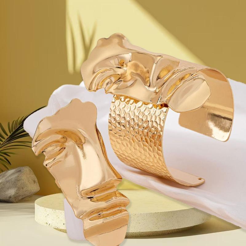 Personalized design sense is long-awaited, half face ring opening bracelet jewelry set women's retro temperament street