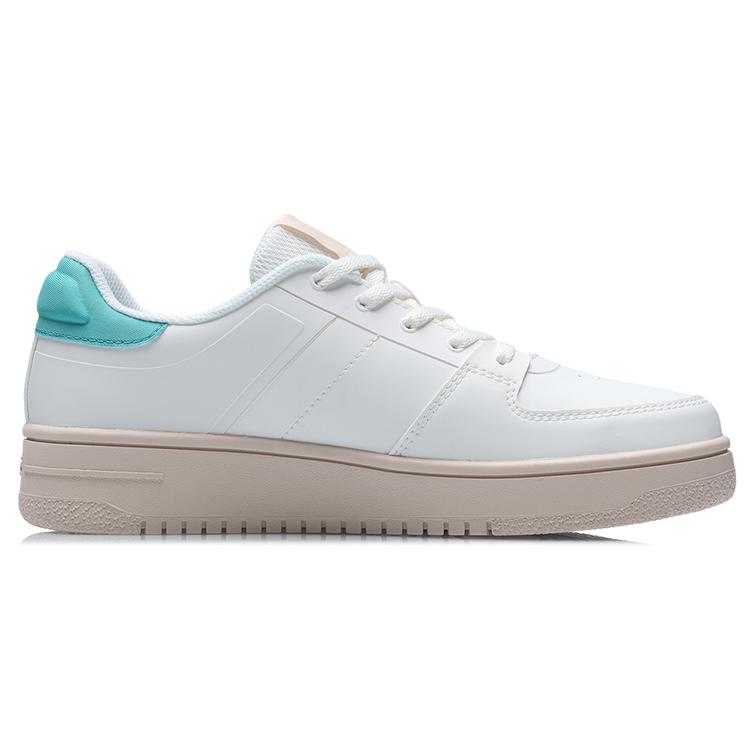 New LiNing Oneplay Elegance Anti Slip Wear Resistant Low Top Skateboard Shoes Women's White Green AGCR190-2