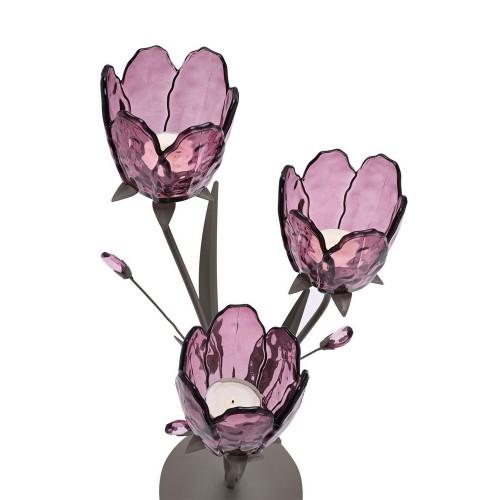 Hestia Glass Stem Triple Tealight Holder