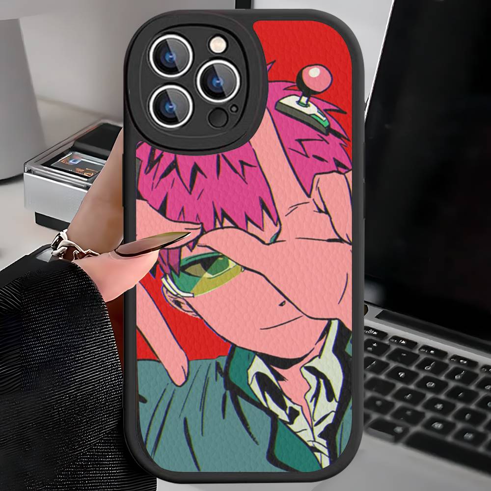 Anime Saiki Kusuo Phone Case For IPhone 16 15 14 11 12 13 Pro Max Plus Back Leather Shell