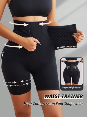 נשים ללא תפרים מותן גבוה מותן מכנסיים קצרים Faja חגורת Shapewear סגירת וו ועיניים תחתוני מחטב מותניים תחתוני שליטה ירכיים