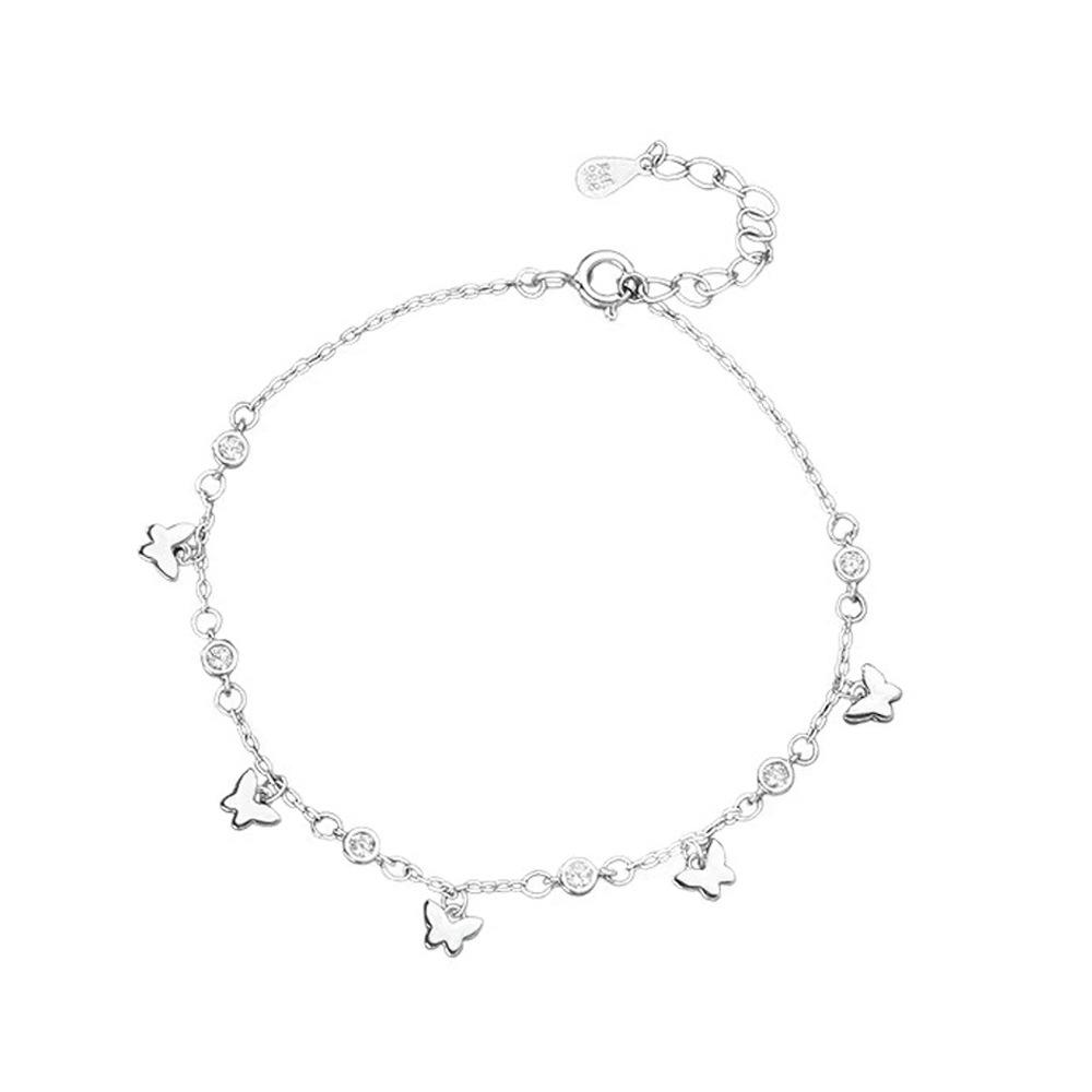 Sterling Silver Butterfly Zircon Bracelet - Light Luxury and Chic Hand Jewelry for Women