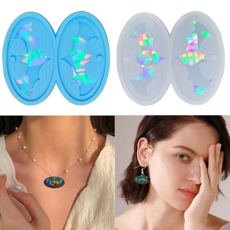 Holographic Bat Earrings Silicone Mold Ear Drops Crystal Epoxy Resin Mould DIY Ear Rings Jewelry Making Tools for Party
