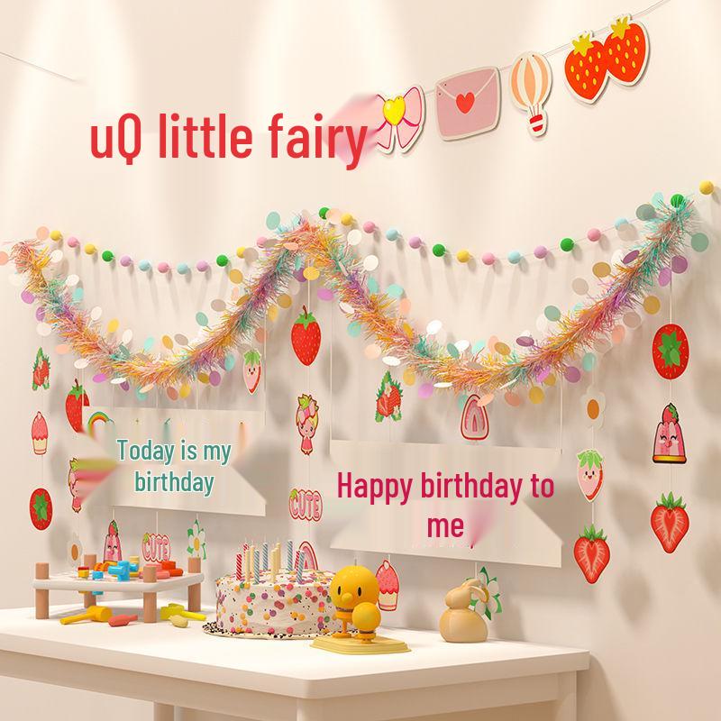 Birthday Pom Pom Bunting Set for Kids - First Party Decor & Photo Props