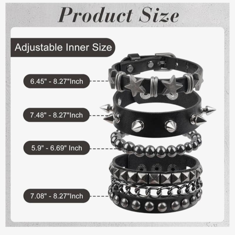 1 Set Punk Bracelets For Men Women Punk Gothic Spike Rivets Pu Leather Bracelet Bangles Hip Hop Party Jewelry Gift