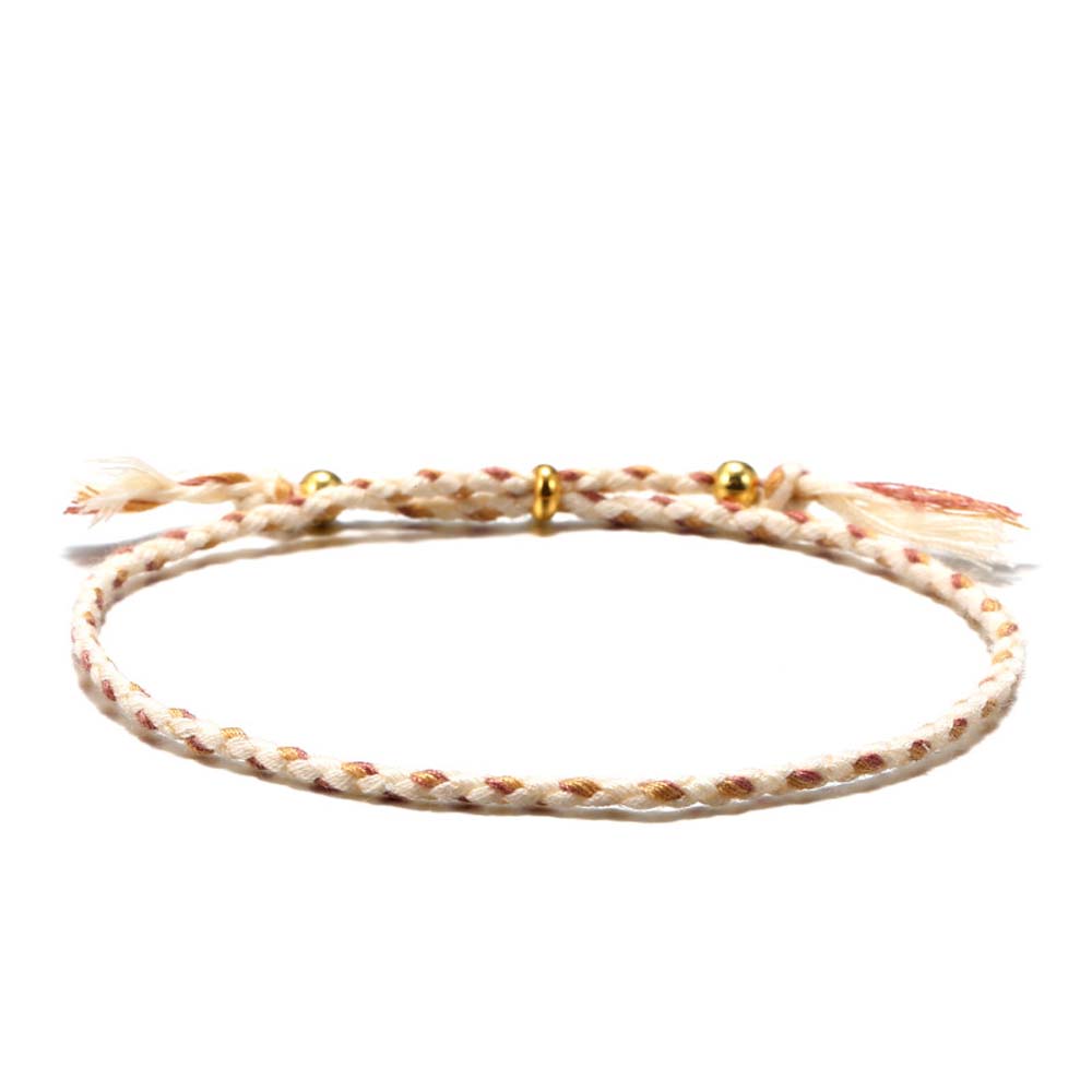Women Copper Bead Girls Gift Fashion Accessories Polyester Thread Braid Hand Rope Woven Bracelet