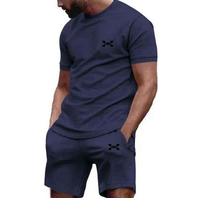 Men's Sportswear Short Sleeved T-shirt and Sports Shorts Summer Casual Jogging Pants Set Men's Two-piece Set