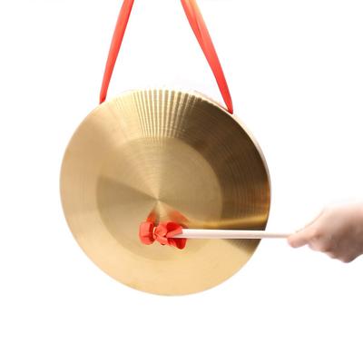 15.5cm Hand Gong Chinese Traditional Percussion Instrument Copper Opera Hand Gong with Wooden Mallet for Home Office Celebration