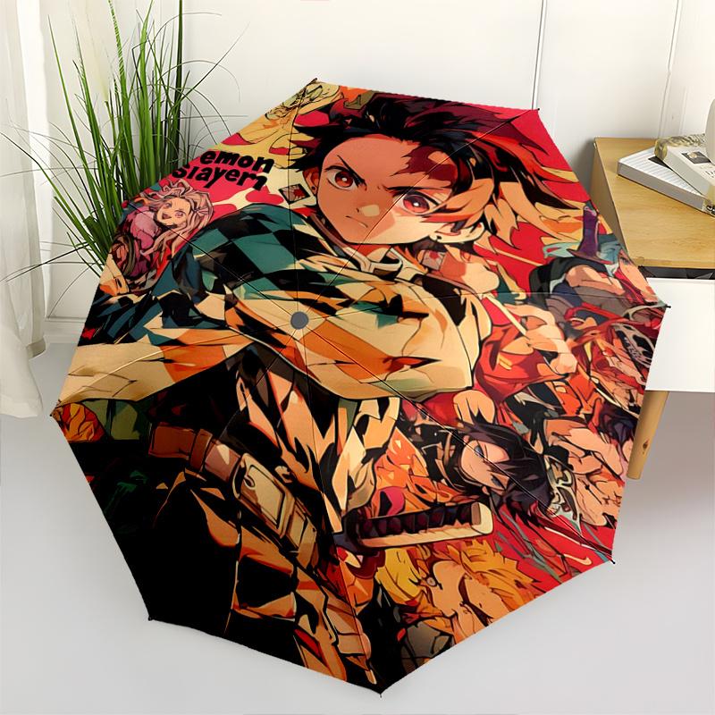 1pc Demon Slayer Character Automatic Opening and Closing Folding - A Good Choice for Gifts, Fashionable and Convenient Umbrella With Cute Cartoon