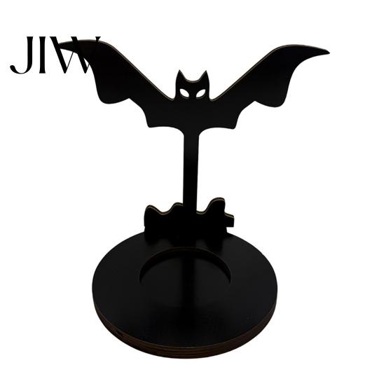 Halloween Candle Holder Wooden Holder, Black Hollow Crow Spider Tealight Display Spooky Pumpkin Tea Light Decor Stand, Gothic Silhouette Tabletop for