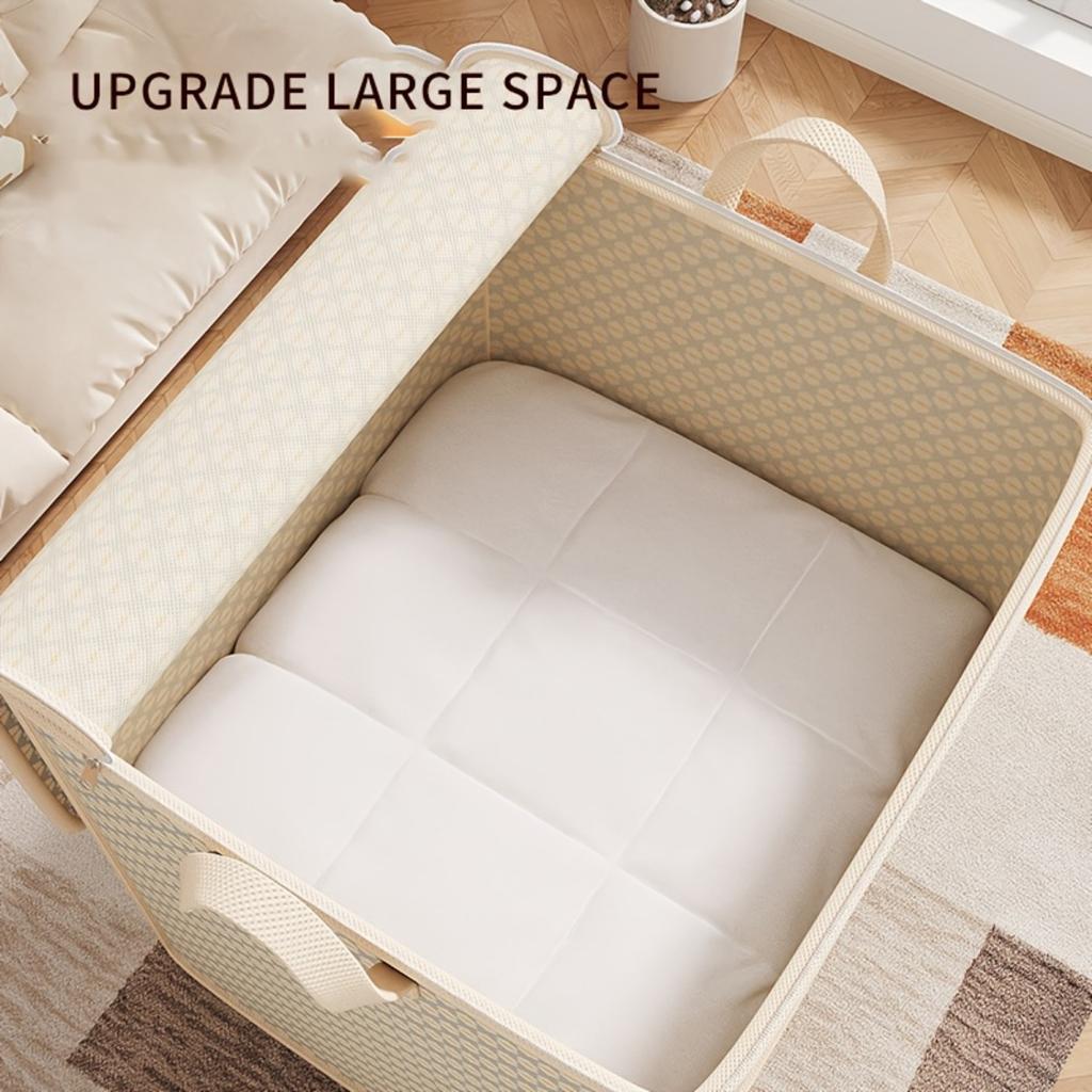 Extra Large Fabric Storage Bin for Blankets Bed Linens Clothes and Underwear Portable and Lightweight with Zippers and Handles Easy To Carry