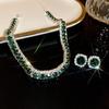 Luxury Necklace Earrings Sets Green Crystal Necklace Women Weddings Bride Jewelry Accessories