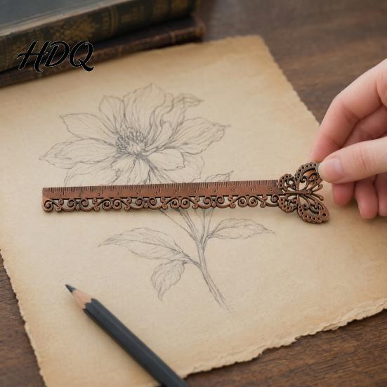 Classical Charm Bookmark Butterfly Ginkgo Ruler 2 in 1 Metal Measuring Page