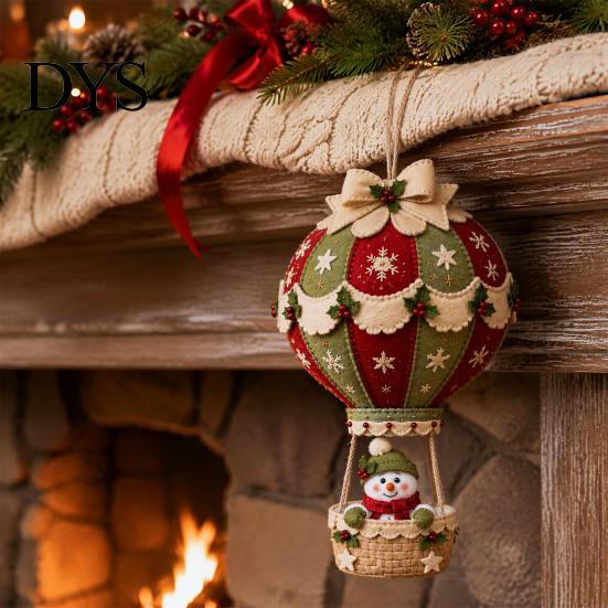 Weiche Stoff Bastelbedarf Weihnachten Heißluftballon DIY-Set, 3D Filz Hängende Dekoration Nähen Nikolaus Projekte für Erwachsene Schneemann Rentier