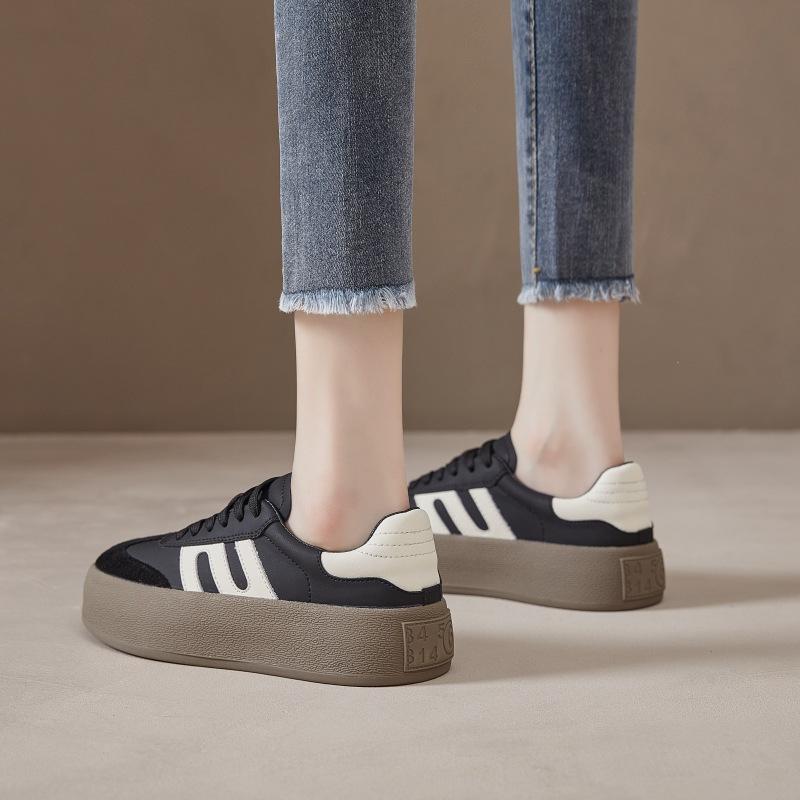 Board Shoes Women's Platform Leather Forrest Gump Shoes Spring and Autumn New Versatile Sports and Leisure Women's Training Shoes