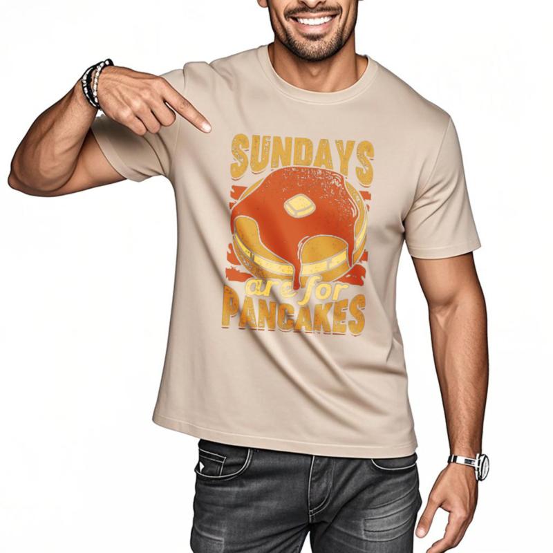 Breathable Teeshirts Unisex O Neck Tshirt Plus Size Sundays Are For Pancakes With Butter And Syrup Anime Unisex Teeshirt