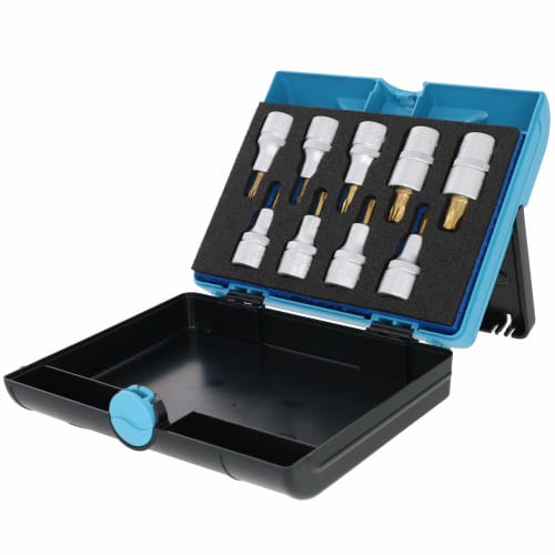 HAZET 992/9 Torx Socket Set, TiN Coated, 1/2-inch, T20-T60, 9-Piece Set, Wear-Resistant and Rust-Resistant, with SmartCase, Professional Grade, Made i