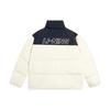 Li Ning Hot Pot Down Jacket With Letter Embroidery And Zipper Stand Collar Unisex Outerwear Off-White AYMS307-1