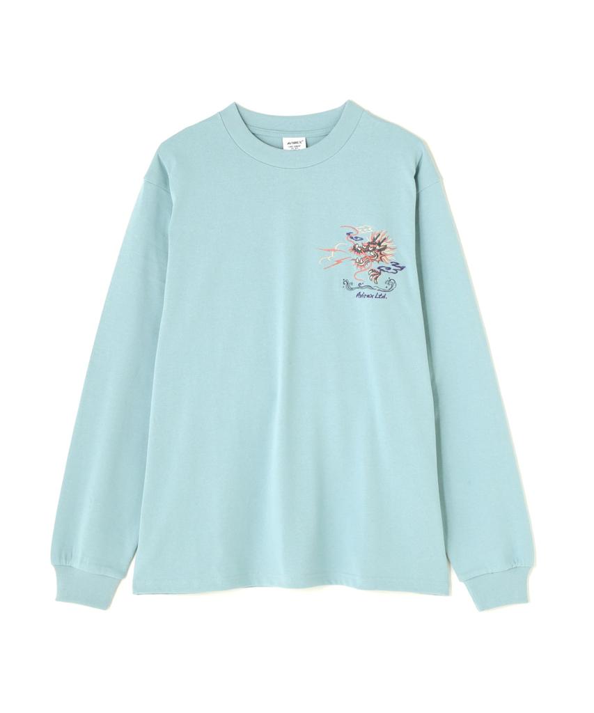 AVIREX Embroidery Japan Map Embroidery Long Sleeve T-Shirt T-Shirt, Men's, XL, 391, Sax, 783-4230009