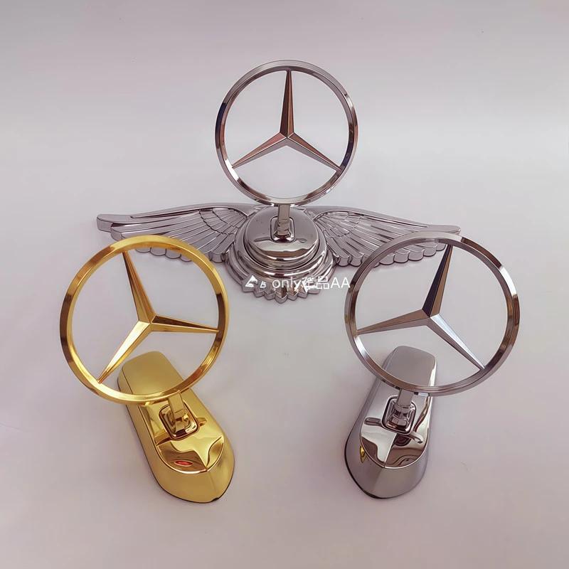 Emblem Badge Car Hood Front Chrome Logo Luxurious Plated For Mercedes Benz Hood with Wing C200 R300 E260 S450 S350