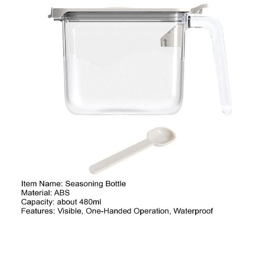 Seasoning Bottle with One-Hand Open Lid Measuring Spoon Silicone Ring Moisture-Proof Small Size Seasoning Shaker