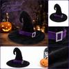 Halloween Velvet Witch Hat with Curved Tip for Costume Party and Dress Up