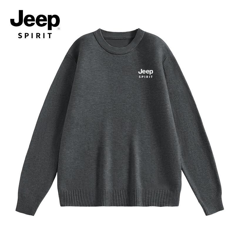 JEEP SPIRIT Herren Winter Schwergewicht Rundhals Wollmischpullover