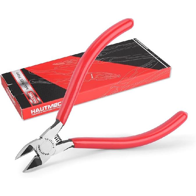 HAUTMEC 5 Precise Small Flush Cutters of Engineer Wire Cutters Pliers Side Cutters with Location Pin for Fine Shearing, Perfect for Circuit Board 5 Inch-1pcs