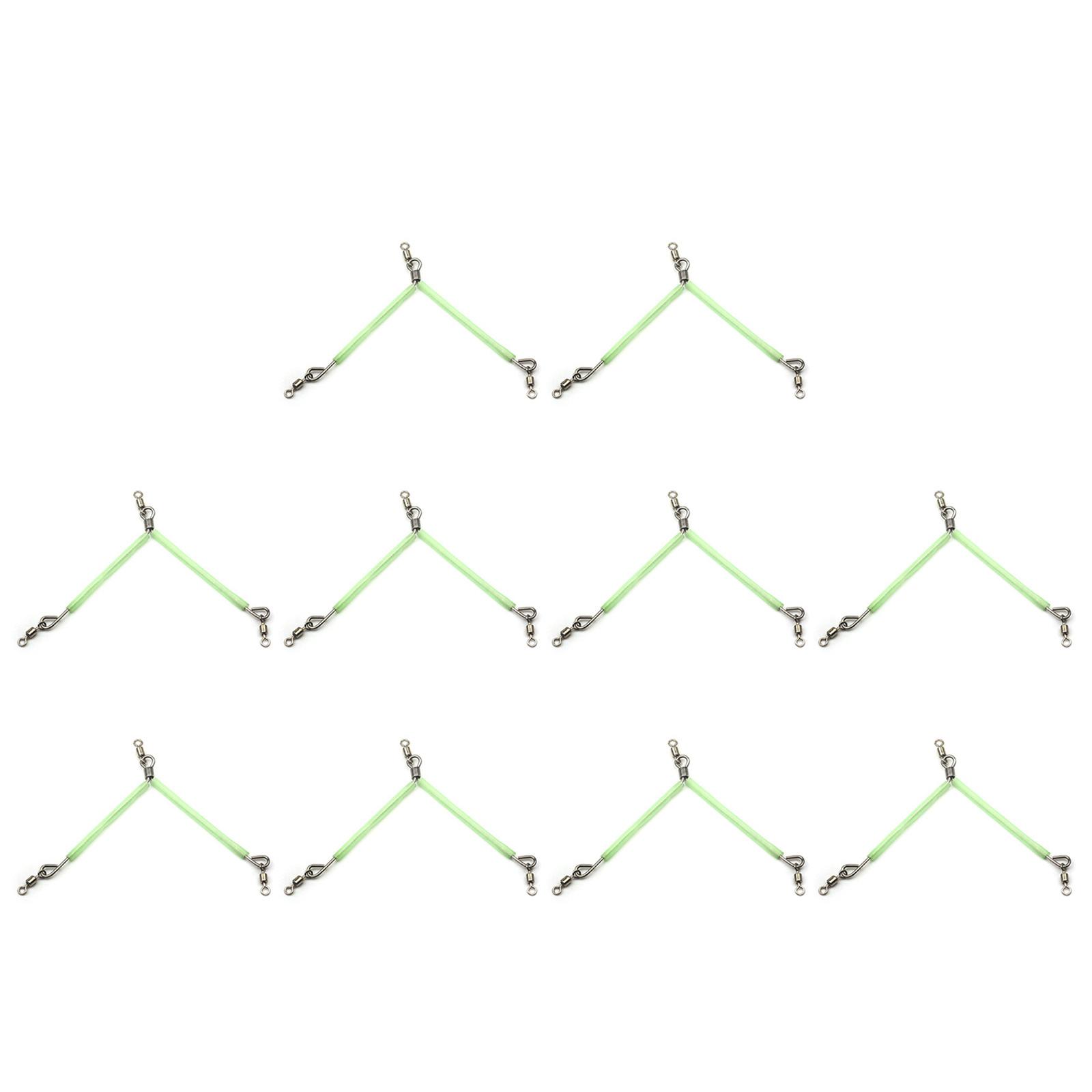 

10Pcs Fishing Balance Bracket Stainless Steel Luminous Tube Anti Tangle Booms With Swivel Hook Lure Connector 6CM