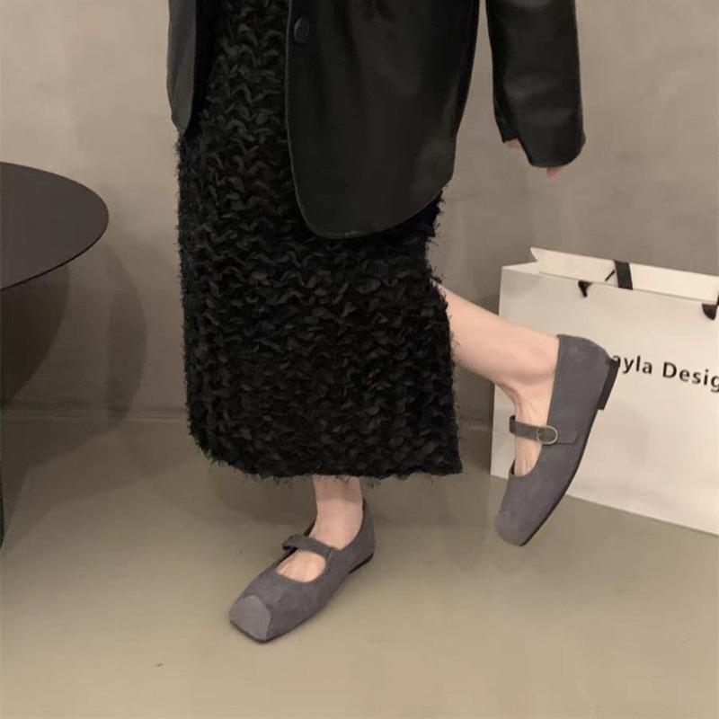 Fashion New Style Popular Women's Luxury Shoes Women's Retro Suede Flats Shoes Femme Women's Mary Jeans Ballerina Shoes Zapatos Mujer