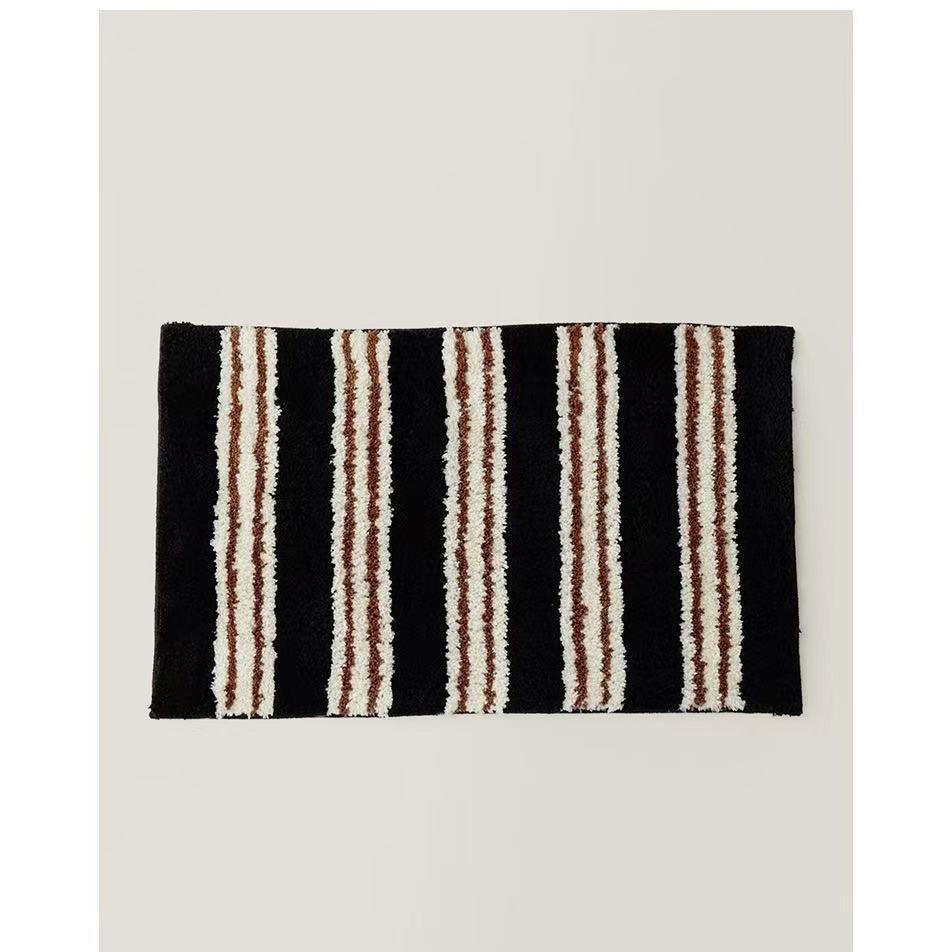 Bathroom Floor Mat Household Absorbent Foot Mat Toilet Washable Door Mat Simple Striped Imitation Cashmere Floor Mat