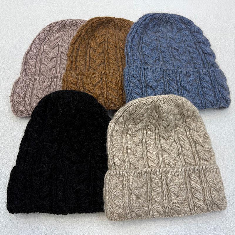 Autumn and winter new big head circumference twist wool hat men's and women's pullover hat wool hat knitted ear protection warm cold hat