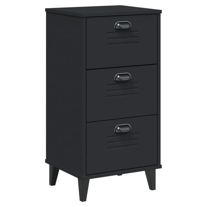 VidaXL Table de Chevet, Armoire de Nuit avec Tiroirs, Table de Téléphone, Meuble de Rangement Chambre, Industriel, Noir Bois 374918