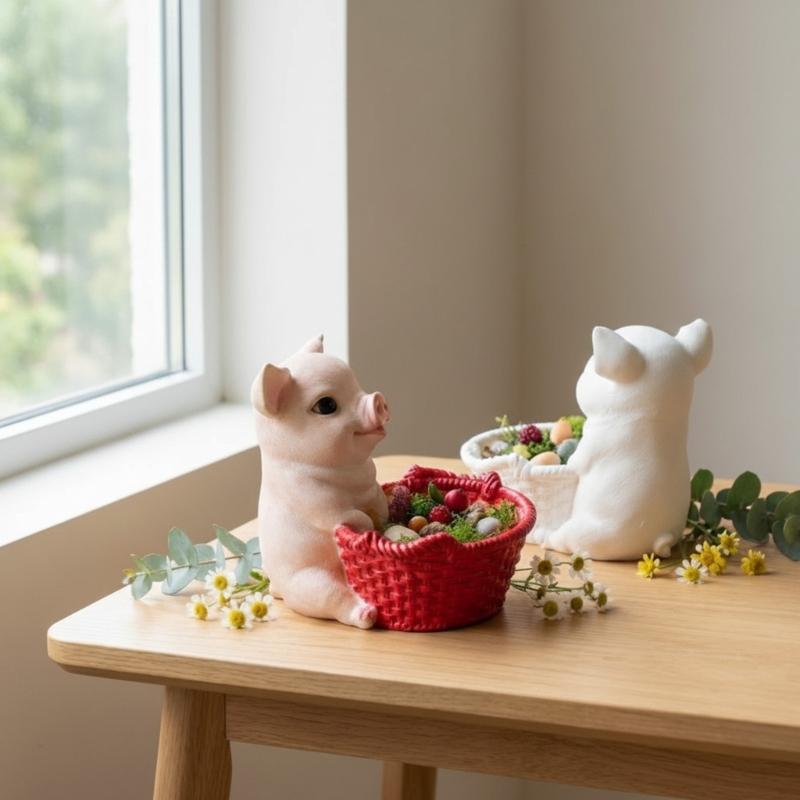 Pig Basket Silicone Flowerpot Mold for Resin Concrete Crafts Decorative Planter Candle Cups and Gift Container Making