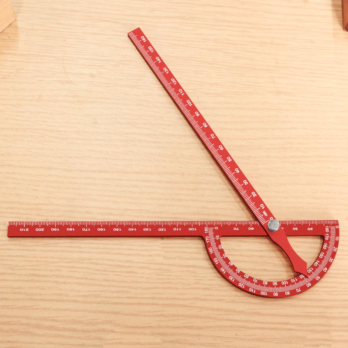 

221mm Extended Woodworking Angle Ruler Alloy Marking Gauge Layout Tool, 180° Adjustable Alignment Multi-Angle Measuring Ruler Extened