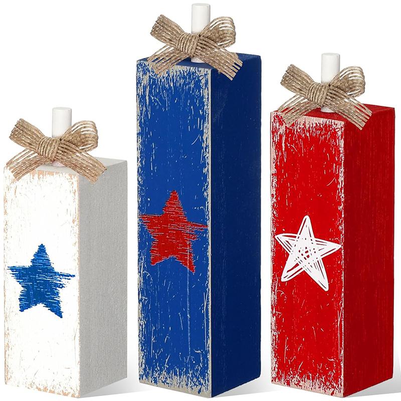 1PC Home Ornaments Wooden Tabletop Decorations American Flag Crafts Wood