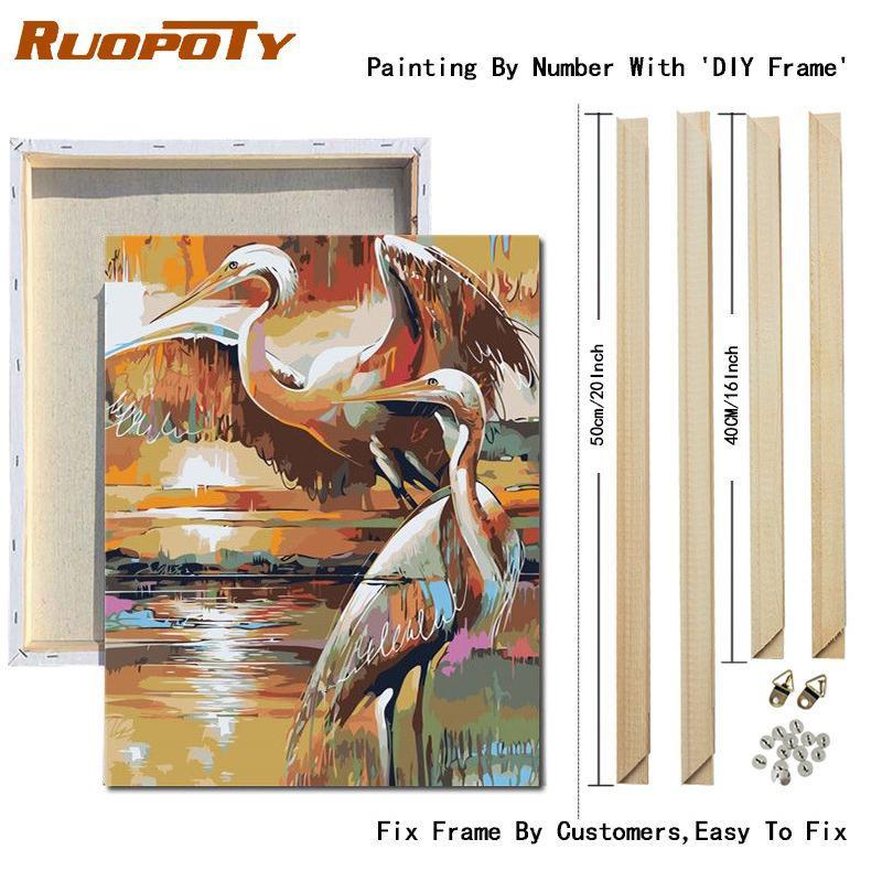 RUOPOTY DIY Oil Painting By Numbers Flower Bird Picture Wall Art Picture By Numbers Animal Unique Gift For Living Room