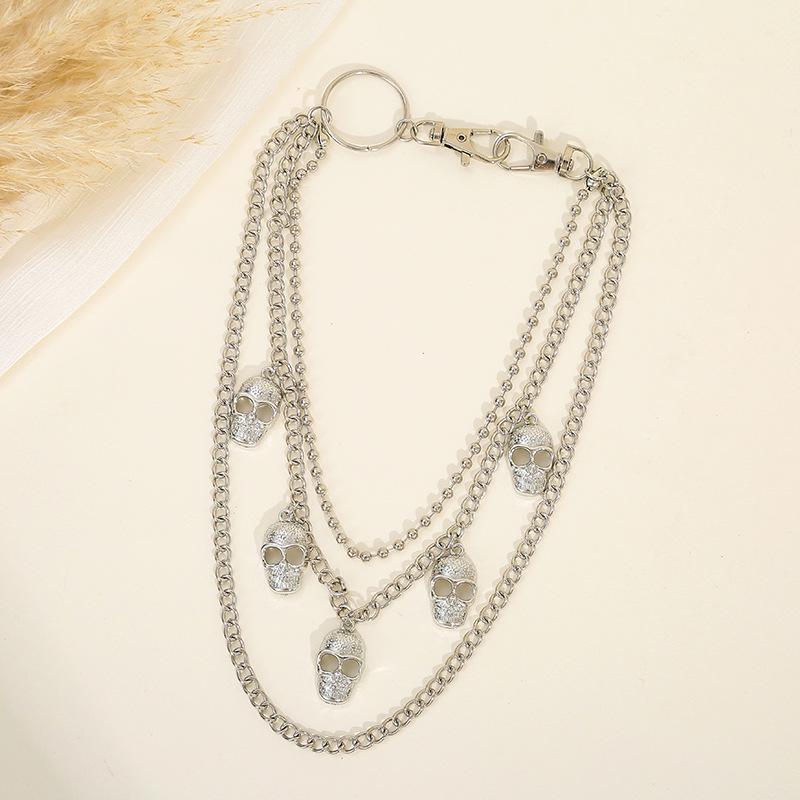 Skull Pendant Halloween Pants Chain: Trendy Metal Waist Accessory