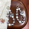 Y2K Silver Bow Beaded Phone Case Lanyard Stylish Bead Phone Chain Wrist Band Anti Lost Phone Strap Earphone Pendant Keychain