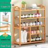 Wall-Mounted Bamboo Shoe Rack: Space-Saving, Dustproof, Multi-Layer Storage for Entryway