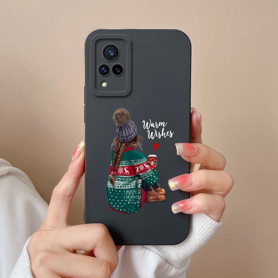 Phone Case For VIVO V21 4G 5G Cute Sweet Girls Cartoons High-quality Liquid Silicone Coque For VIVO V21 4G 5G New Design Funda