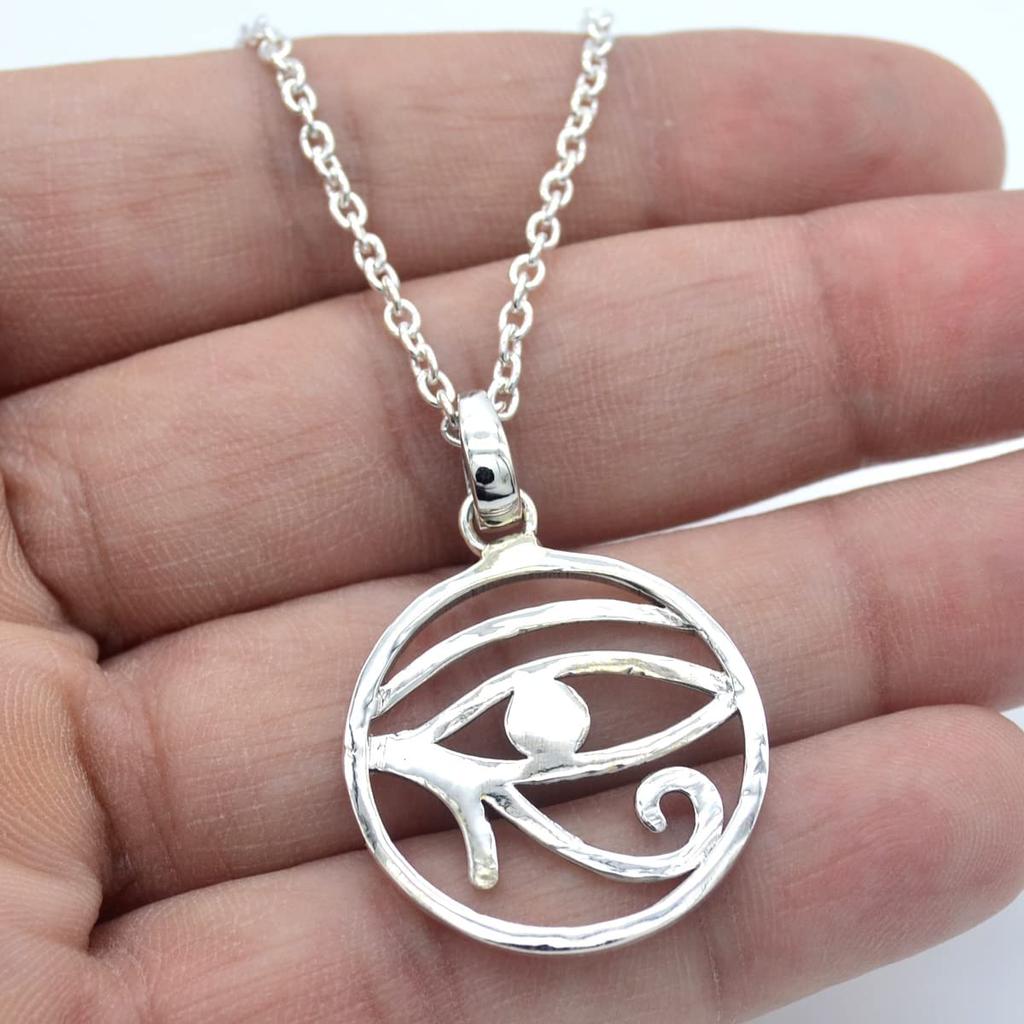 Pendant Necklace Evil Eye Design Solid 925 Sterling Silver Gemstone Pendant with Chain Jewelry For Women or Girls