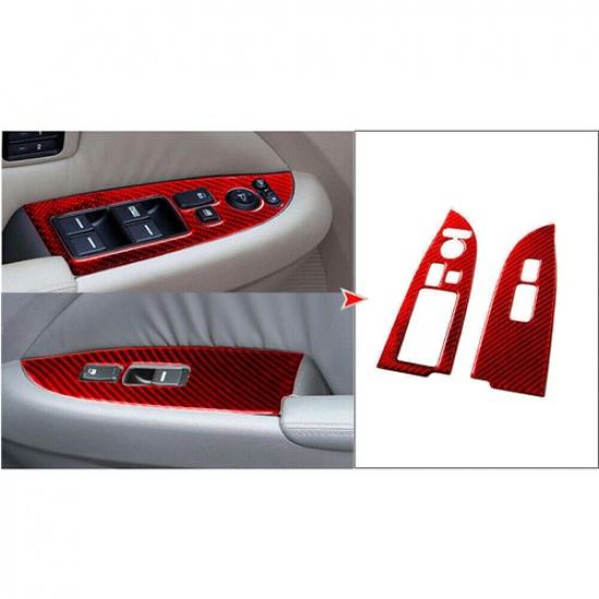 2x Red For Honda Odyssey 2005-2010 Carbon Fiber Front Window Control Cover Trim