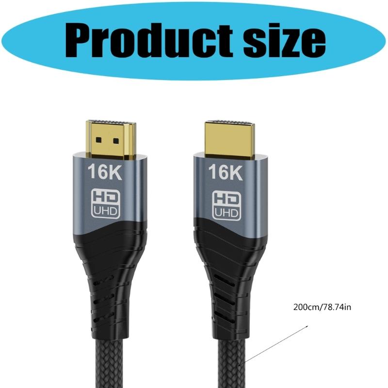 16K HDTV 2.2 Cable HDTV Cord Support 16K@60Hz Video Connection Braided Cable for TV PC Projectors Consoles Accessories
