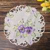 New Super Violets Purple Flowers Embroidery Placemat Cup Mug Tea Pan Coaster Kitchen Dining Table Place Mat Lace Doily Wedding